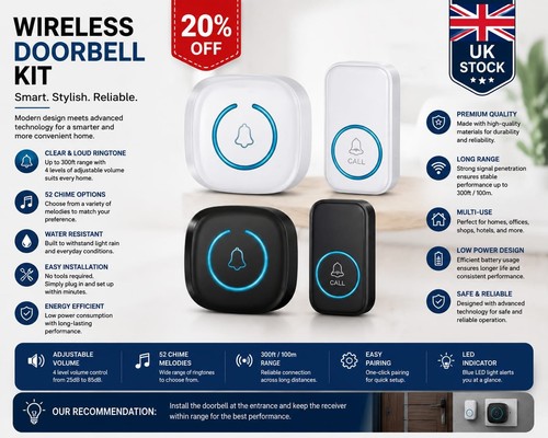 Wireless doorbell waterproof - doorbell,