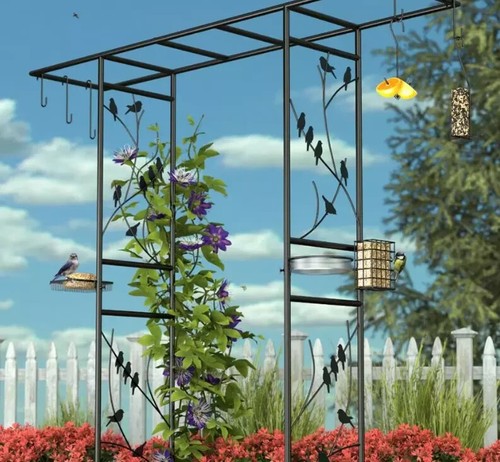 Metal garden arch bird - bird, feeder
