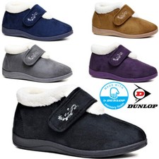 Ladies Wide Fit Slippers Memory Foam Dunlop Washable Diabetic Orthopaedic Boots