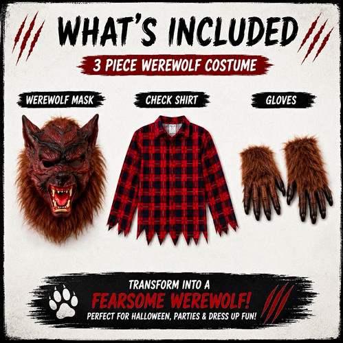 3pc werewolf costume - set, mask