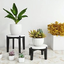 S/L Wood Plant Stand Indoor/Outdoor for Plants White round Sturdy Flower Stands 