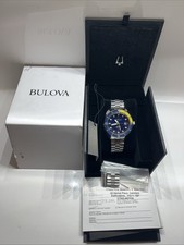 Men Automatic Wind Bulova Oceanographer Snorkel Wrist Watch With Box And Papers