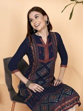 Indian Women Blue Rayon Ethnic