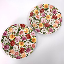 Vintage Portmeirion Rose Bouquet 21.5cm Lunch Plate Set of 2 Floral Rose Ceramic
