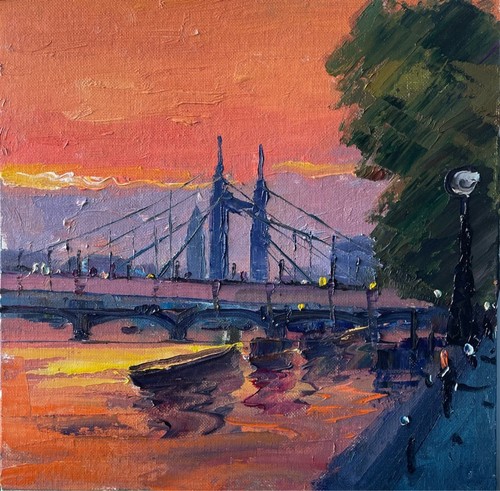 London albert bridge sunset - bridge,