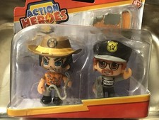 Pinypon Action Heros Twin Pack Cop & Explorer - 7CM - Box slightly Worn Edges