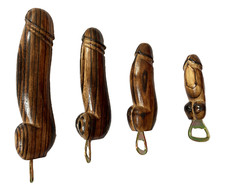 Hand Carved Wooden Penis Bottle Opener - Funny Novelty Stag Hen Secret Santa