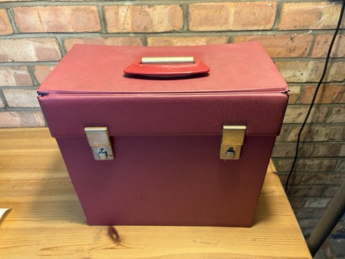 Vintage leather record box - vintage,