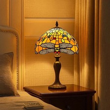 Tiffany-Style Table Lamp Handcrafted Art Bedside Light Desk Lamps Stained Glass