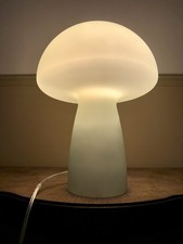 Retro Frosted Glass Glowing Mushroom Table Lamp In Sage Green