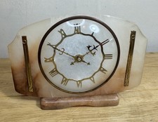 Vintage Mid Century Onyx Art Deco Style Mantle Clock Working Made in Germany