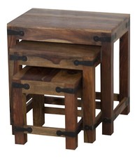 Nest Tables Sheesham Metal Detailing Solid Rosewood Assembled