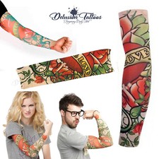 Temporary Tattoo Sleeve Nylon Arm Warmer True Love Roses Mens Women's Kids Sport