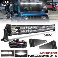 Curved 42" LED Light Bar Roof + mounting brackets + Wire fit Suzuki Jimny 99-19