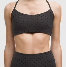 LULULEMON Flow Y Bra Light Support, A/B Cup Evolve Flocked Polka Flock Black~NWT