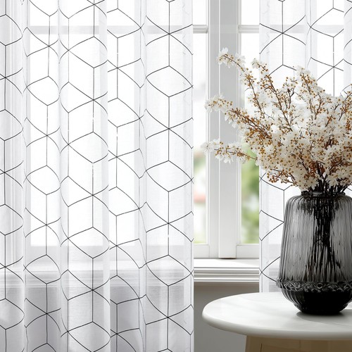 White sheer window curtains - curtains, 84