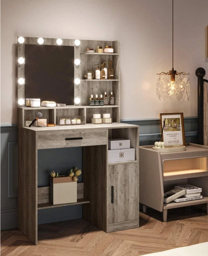 Dressing table with - mirror, and