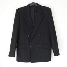 Pierre Cardin Double Breasted Wool Blend Blazer Jacket Mens 42 Regular Black