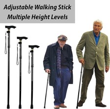 Lightweight Easy Folding Aluminium Walking Stick Cane, Height Adjustable