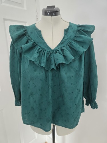 Zara green blouse with frill - zara,