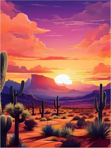 Tile mural desert sunset - tile,