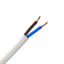 FLEXIBLE 2 CORE TWIN CABLE LIGHTING ELECTRIC SOCKET WIRE EARTH 0.75mm 1mm 1.5mm