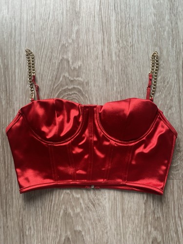 Red satin bustier corset top - corset,