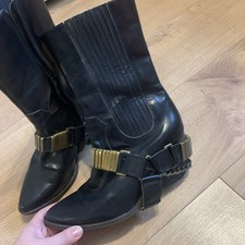 Jeffrey Campbell Hand Made Ibiza Last Women's Black Leather Ankle Boots Size 6