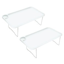 2Pcs Breakfast Tray Table,for Bed,Sofa,Working,(White, 19.7x11.8x7.9")