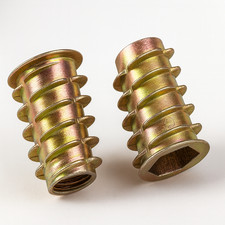 THREADED WOOD INSERT NUTS M4 M5 M6 M8 M10 HEX DRIVE SCREW FIXINGS TYPE D