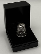 Italian Silver Thimble Depicting Heart Decoration Boxed