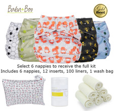 Reusable nappies Bundle Full kit Liners inserts adjustable Cloth Popper pocket