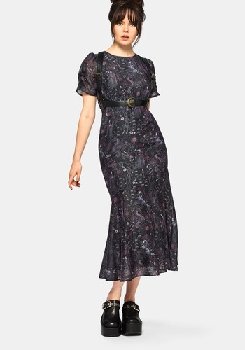Haunt medieval print chiffon - medieval,