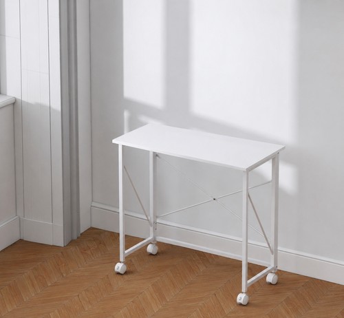 Homcom folding desk wheels - folding,