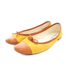 Repetto Cendrillon Ballet Shoes Flat Leather Ribbon Motif Yellow Brown /Yt