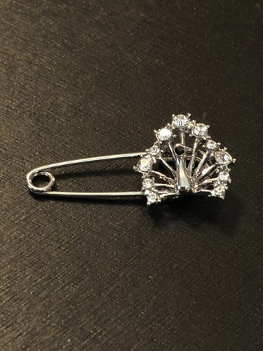 Silver rhinestone peacock - silver,