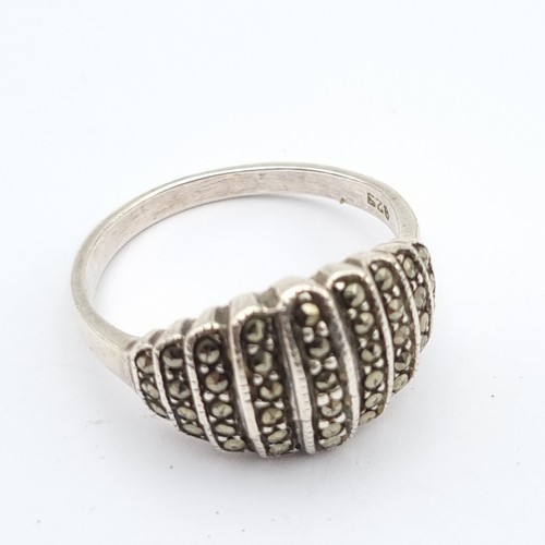 Sterling silver marcasite ring - sterling,