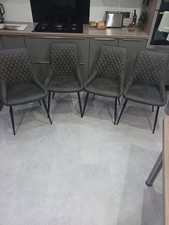NEXT HAMILTON MONZA FAUX LEATHER DARK GREY DINING CHAIRS X 4