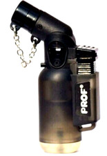 Black   PIPE LIGHTER PROF ANGLED WINDPROOF JET FLAME REFILLABLE WITH CHAINED CAP