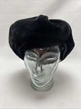 Vintage Bermona Trend Black Cotton Velvet Beret Floppy Hat