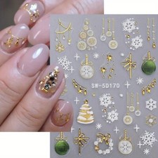 5D Nail Art Stickers Christmas Trees Snowflakes Baubles Bows Wreath (SWD170)