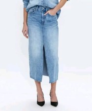 Pistola Alice Denim Jean Long Skylark Midi Maxi Front Slit Skirt 27 4 Small Blue