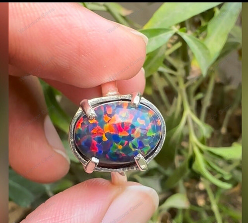 Black fire opal 925 sterling - fire,