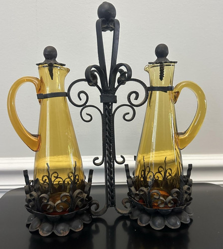 Amber glass oil vinegar - glass,