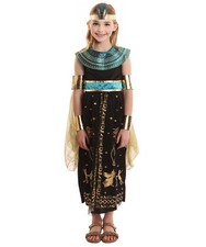 Girl's Royal Black Cleopatra Costume, Flame-retardant Synthetic Fabric