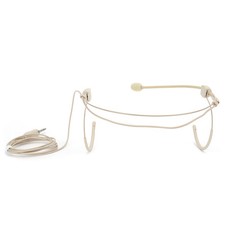 Beige 3.5mm Jack Male Screw Lock Binaural Hanging Mic For Bodypack Transmitt New