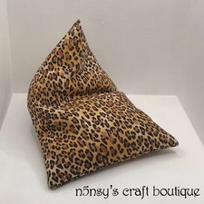 Handmade Barbie Sized Fashion Doll Beanbag Chair in a Leopard Print Fabric 1/6￼