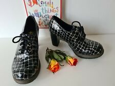 Dr Martens Danielle heel patent leather black silver shoes tartan UK4 EU37