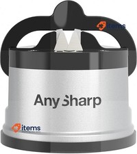 AnySharp Knife Sharpener, Hands-Free Safety, PowerGrip Suction Silver/Black