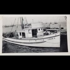 Original Photograph Western Flyer Fishing Boat Original Name Louis G B&W 1930s